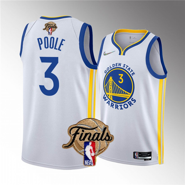 Youth Golden State Warriors #3 Jordan Poole White 2022 Finals Stitched Jersey